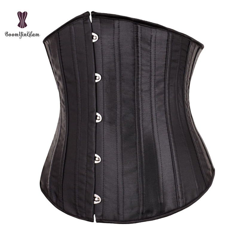 Halloween Black Champagne Underbust Korset Women Plain Corsets & Bustiers Firm Tummy Wrap Belt Waist Trainer 26 Steel Bone