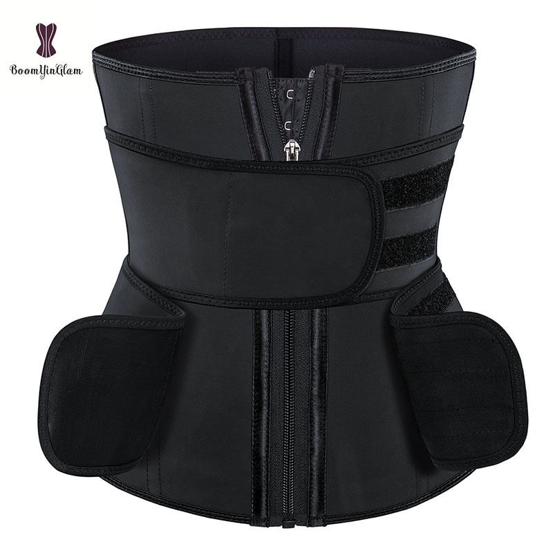 Zip And Hook Detachable 2 Strap Waist Trainer Latex Waist Girdle Colombians Waist Trimmer Belt With Private Label