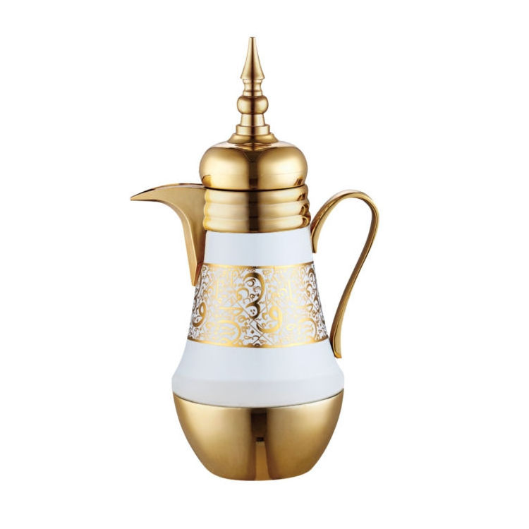 Manufacturer Provided Arabic Style Coffee Pot Vacuum Jug Water Bottle Luxury Golden Stainless Steel Kettle 1000ml Thermos