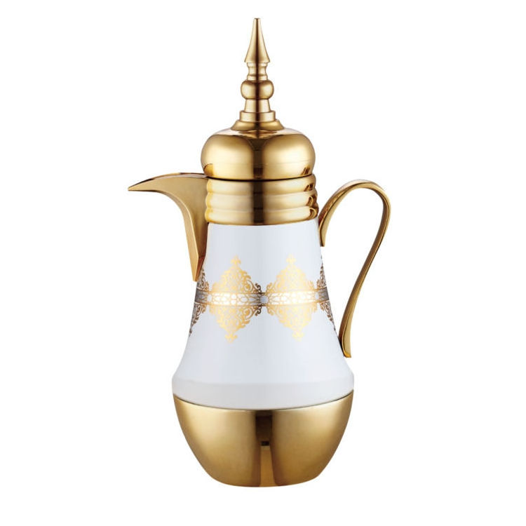 Manufacturer Provided Arabic Style Coffee Pot Vacuum Jug Water Bottle Luxury Golden Stainless Steel Kettle 1000ml Thermos