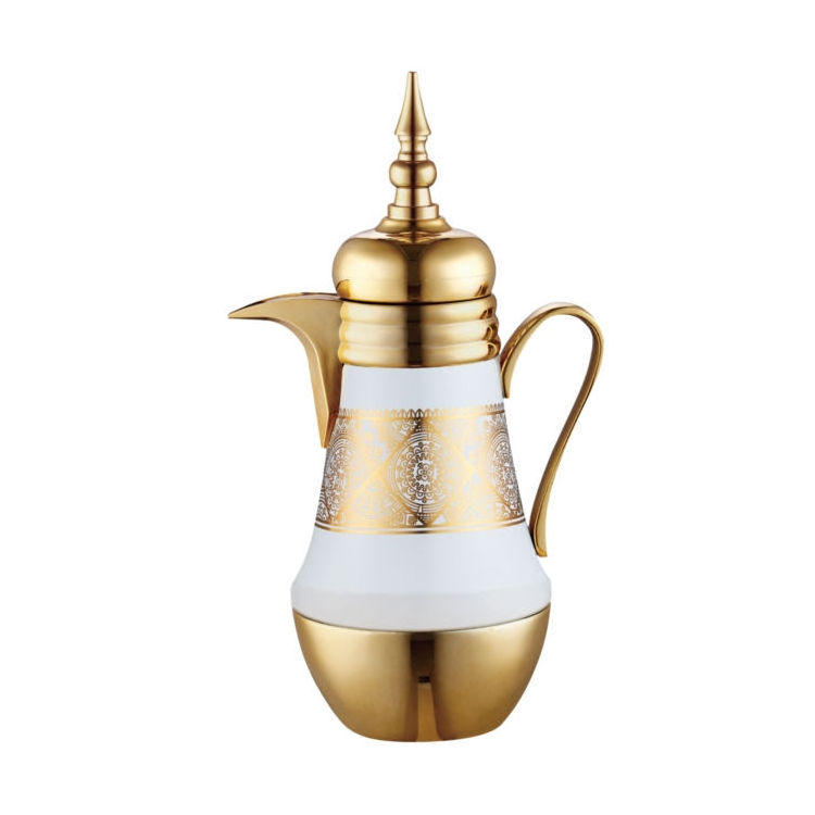 Manufacturer Provided Arabic Style Coffee Pot Vacuum Jug Water Bottle Luxury Golden Stainless Steel Kettle 1000ml Thermos