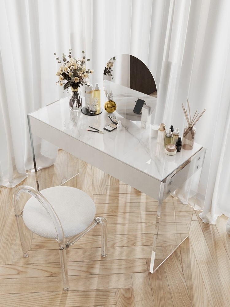 Light Luxury Acrylic Vanity Modern Master bedroom Clear makeup table Rock slab high end designer vanity table