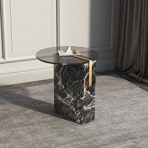 Factory Hot sell Modern luxury Italian style home furniture marble coffee table side table end table with glass top