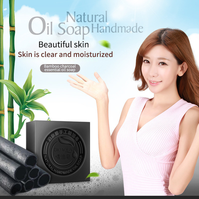 BIOAQUA OEM Bamboo Charcoal Essential Oil Soap Olive Oil Moisturizing Nourishing Face Skin Care Foam Bath Soap For Adults