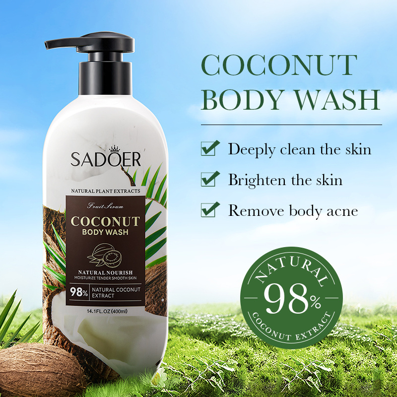 BIOAQUA SADOER Avocado Papaya Coconut Vitamin C Organic Shower Gel Cleaning Exfoliation Whitening Body Wash Liquid Bath Lotion