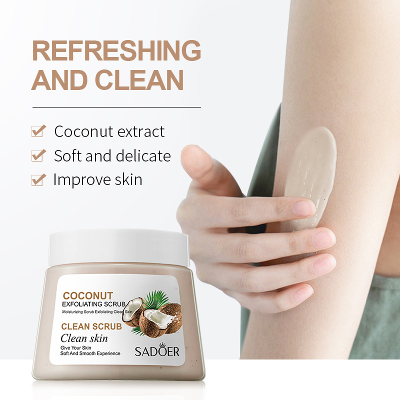 SADOER Coconut body exfoliating scrub vitamin C Moisturizing Brightening skin Remove dead skin private label body scrub cream