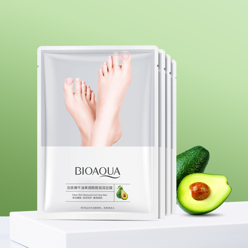 BPDE 2 Pairs Private Label Avocado Peel Callus Remover Peeling Mask Feet Skin Care Socks Exfoliating Foot Mask