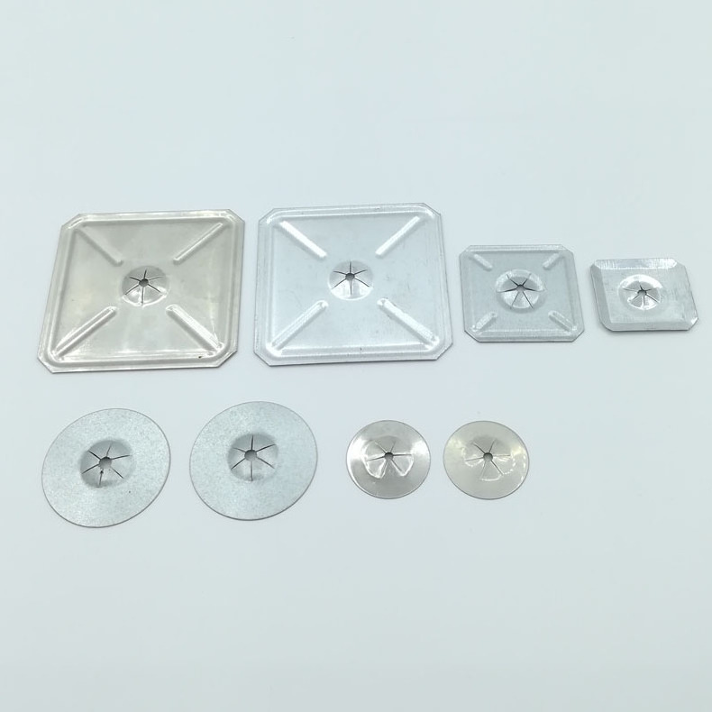 Galvanized Steel Square Aluminum Self Locking Clips Insulation Washers For Fixing Insulation Pins