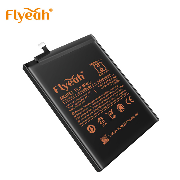 Mobile phone accessories 5000mAh capacity double IC protection phone battery for Xiaomi BN52 Redmi Note 9 pro battery