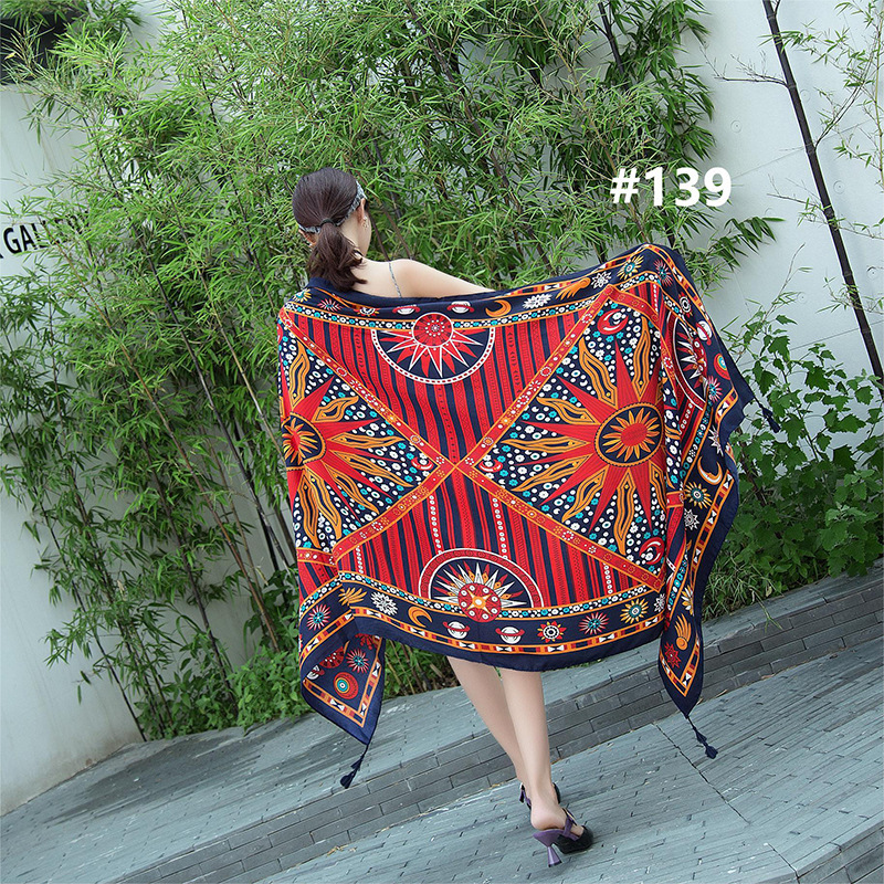 high quality ethnic style cotton linen custom summer thin printing scarves travel seaside beach hawaiian lavalava sarong