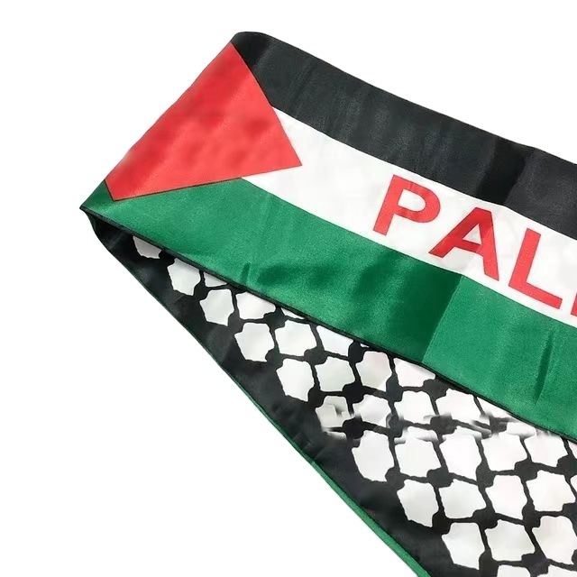 Custom Decoration Free Palestine Scarf Keffiyeh Wholesale Satin Neck Palestine Flag Scarf