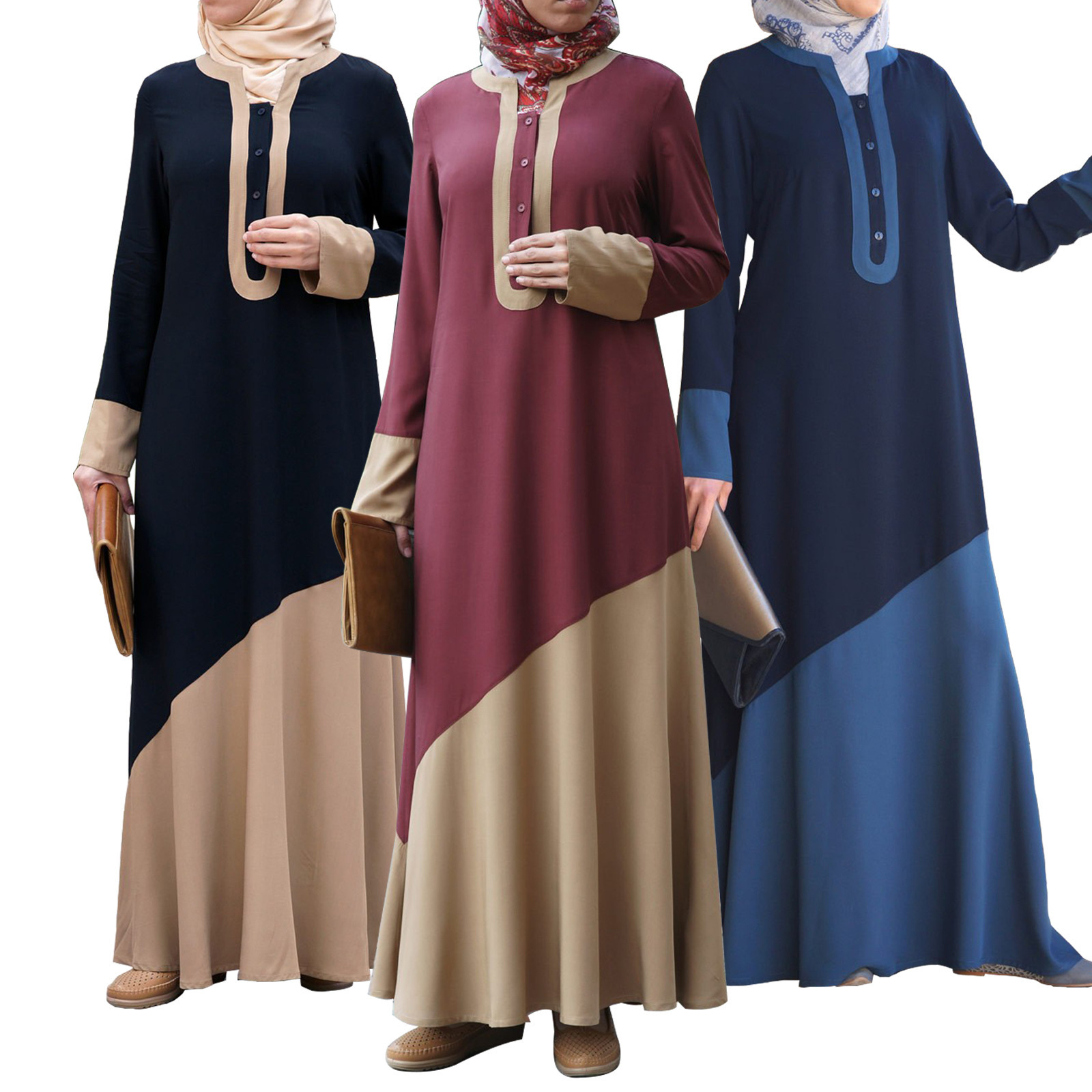 Arab Muslim Lady Long Sleeve Luxury Abaya Dubai Wholesale  Single Breasted Single Headed Slide Fashion Abaya