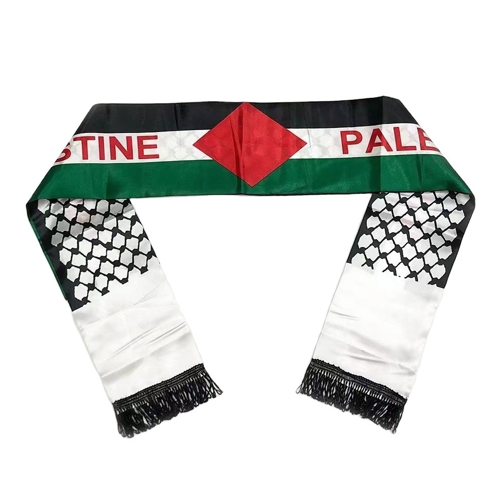 Custom Decoration Free Palestine Scarf Keffiyeh Wholesale Satin Neck Palestine Flag Scarf