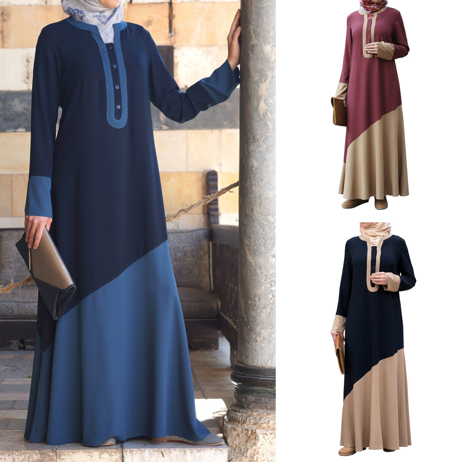 Arab Muslim Lady Long Sleeve Luxury Abaya Dubai Wholesale  Single Breasted Single Headed Slide Fashion Abaya