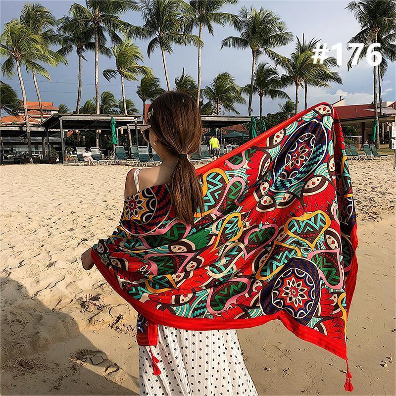 high quality ethnic style cotton linen custom summer thin printing scarves travel seaside beach hawaiian lavalava sarong