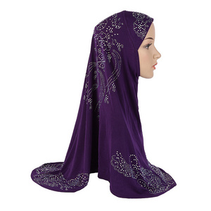 Fashion Crystal Hemp Drilling Instant Hijab Embroidered Of Single Arabic Muslim Headscarf Voile Chic Jersey Instant Hijab