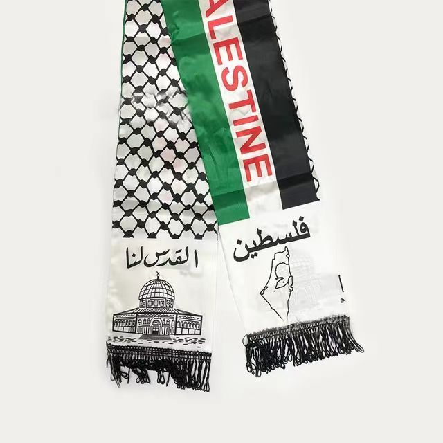 Custom Decoration Free Palestine Scarf Keffiyeh Wholesale Satin Neck Palestine Flag Scarf