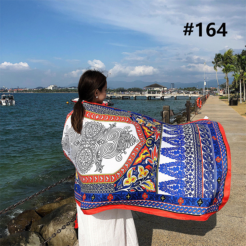 high quality ethnic style cotton linen custom summer thin printing scarves travel seaside beach hawaiian lavalava sarong