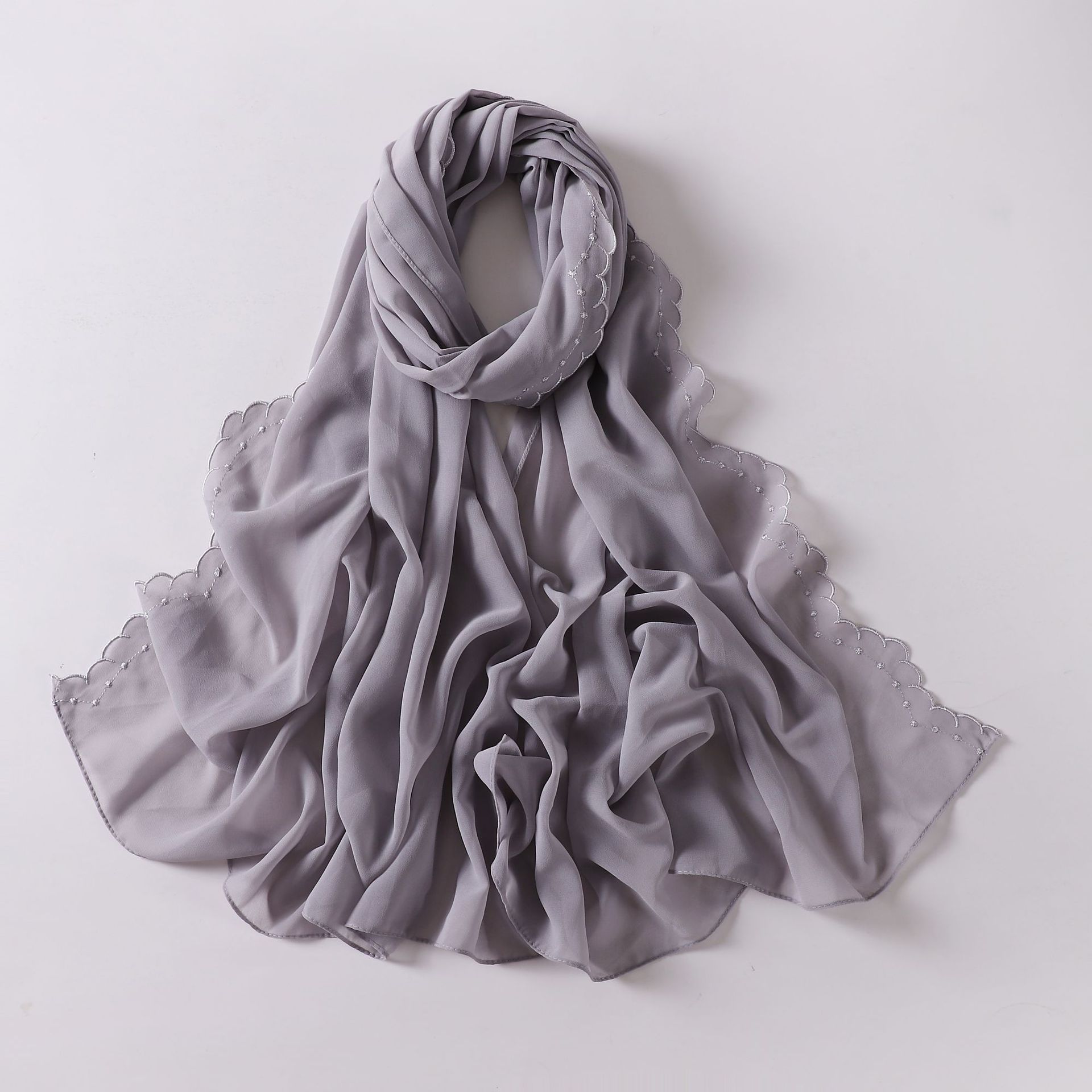 Chiffon Embroidered Hijab Scarf Wholesale Fashionable Instant Hijab With Niqab