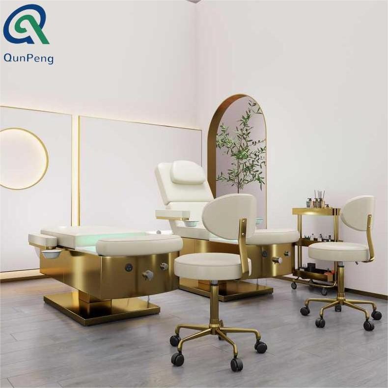 Qunpeng Hot multifunctional pedicure chairs with LED Spa Chair Shampoo bed  With Sink ,Acrylic Footbath