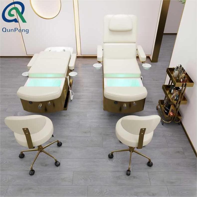 Qunpeng Hot multifunctional pedicure chairs with LED Spa Chair Shampoo bed  With Sink ,Acrylic Footbath