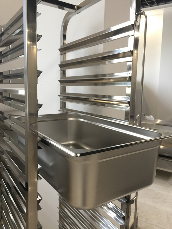 6 Trays Stainless Steel Kitchen Gn 1/1 Food Pan Rack Trolley Tray Trolley Service Cart