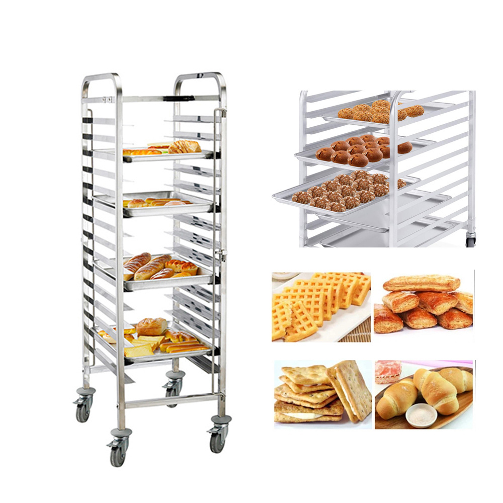 Hot Sale Stainless Steel Single Double Row Tray Baking Trolley Bakery Tray Trolley