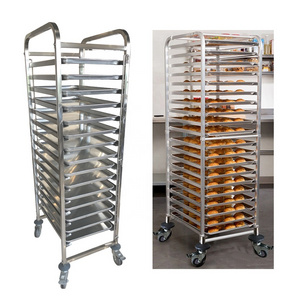 Hot Sale Stainless Steel Single Double Row Tray Baking Trolley Bakery Tray Trolley