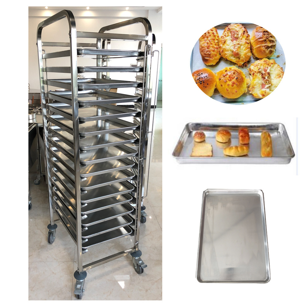 Hot Sale Stainless Steel Single Double Row Tray Baking Trolley Bakery Tray Trolley