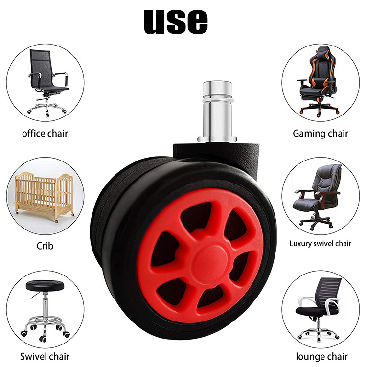 Red color Swivel nylon furniture office chair replacement wheels casters wheel