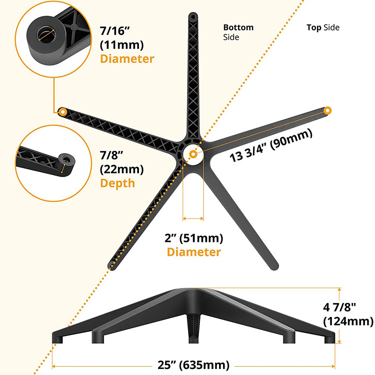 Swivel Plastic Office Chair leg Base Replacement Heavy Duty Base To Replace