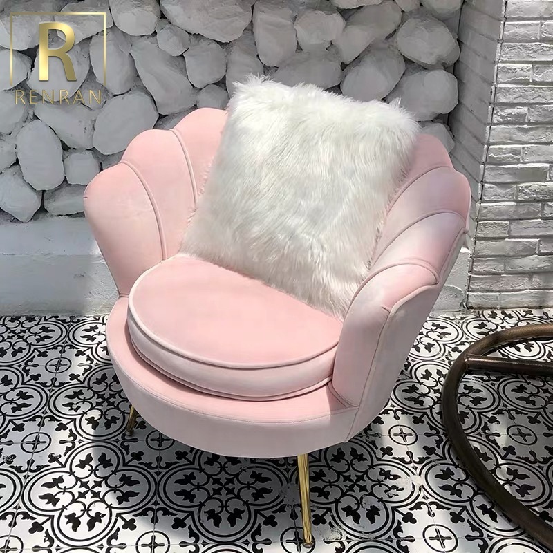 Italian luxury design modern flower shape dining room living room furniture single velvet fabric sofa chairs