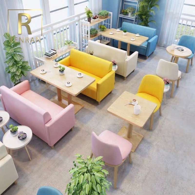 restaurant booth cheap hotel sofa coffee shop furniture dining table set blue pink  leather restaurant cafe furniture