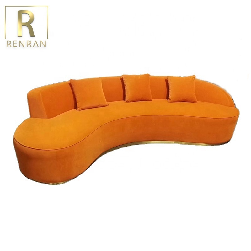 european modern style velvet moon Shaped sofa Irregular sofa set living room furniture contemporary designer sofa