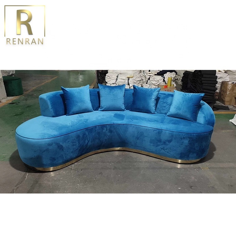 european modern style velvet moon Shaped sofa Irregular sofa set living room furniture contemporary designer sofa