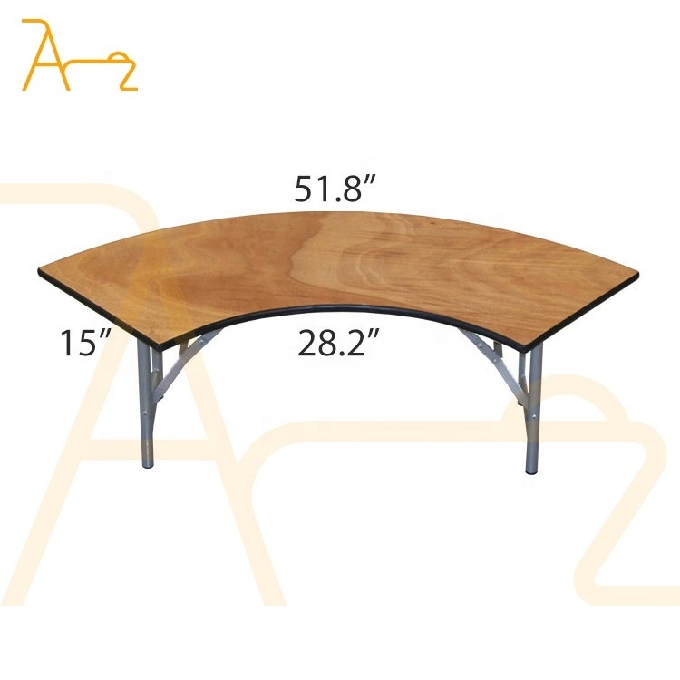 Wholesale High Quality European Restaurant Hotel Half Moon Round Folding Dinning Table Wood For Outdoor Wedding Party Banquet