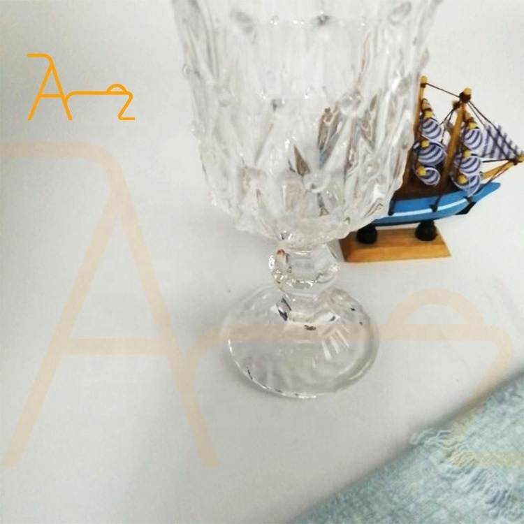 Wholesale Hotel Wedding Supplies Glassware Colored Wine Glasses Amber Water Cup Pressed Embossed Goblets Vintage Glass