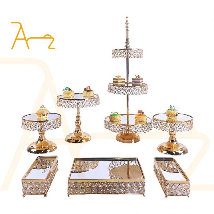 Luxury golden storage rack dessert cakes stands 3 tier metal cake stand for home and wedding decoration