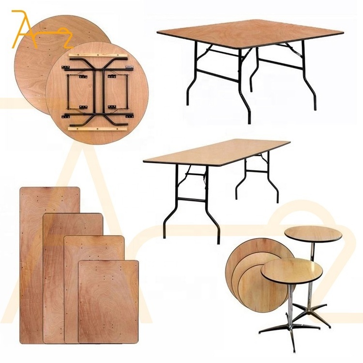 Wholesale High Quality European Restaurant Hotel Half Moon Round Folding Dinning Table Wood For Outdoor Wedding Party Banquet