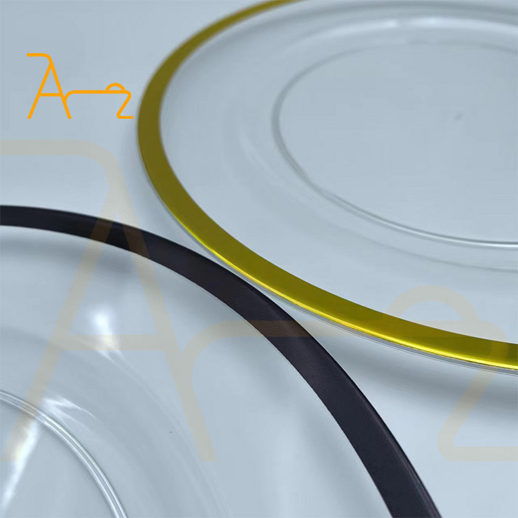 Factory customized clear charger plate with black rim durable acrylic plastic charger plate for wedding decoration