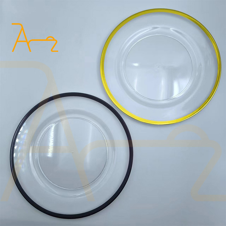 Factory customized clear charger plate with black rim durable acrylic plastic charger plate for wedding decoration