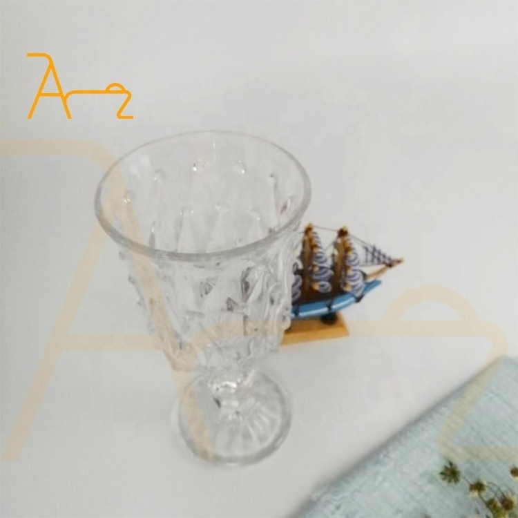 Wholesale Hotel Wedding Supplies Glassware Colored Wine Glasses Amber Water Cup Pressed Embossed Goblets Vintage Glass