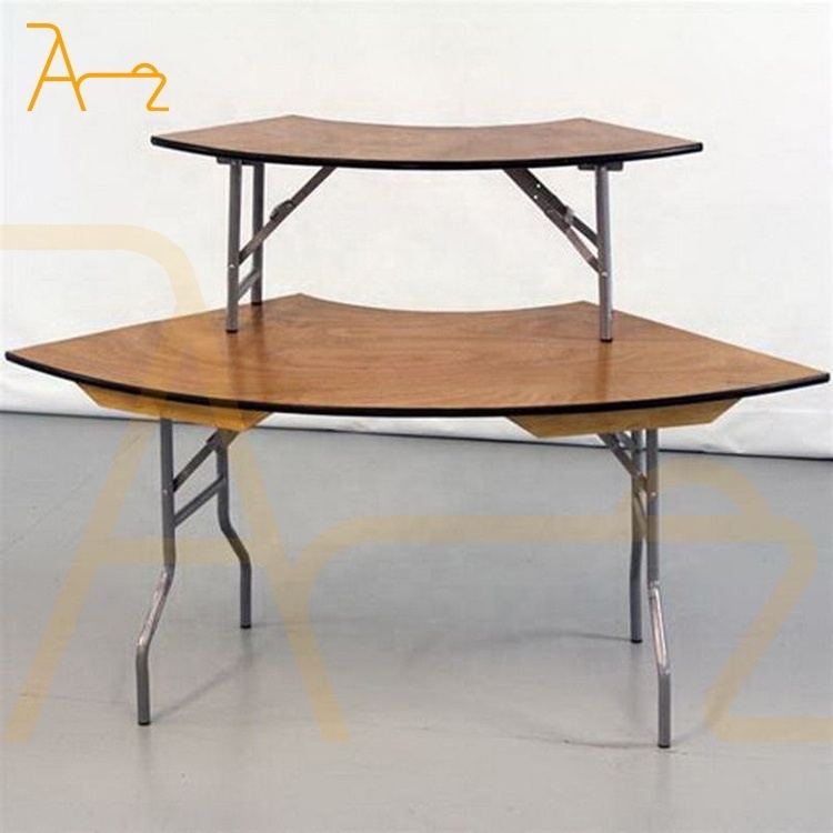 Wholesale High Quality European Restaurant Hotel Half Moon Round Folding Dinning Table Wood For Outdoor Wedding Party Banquet