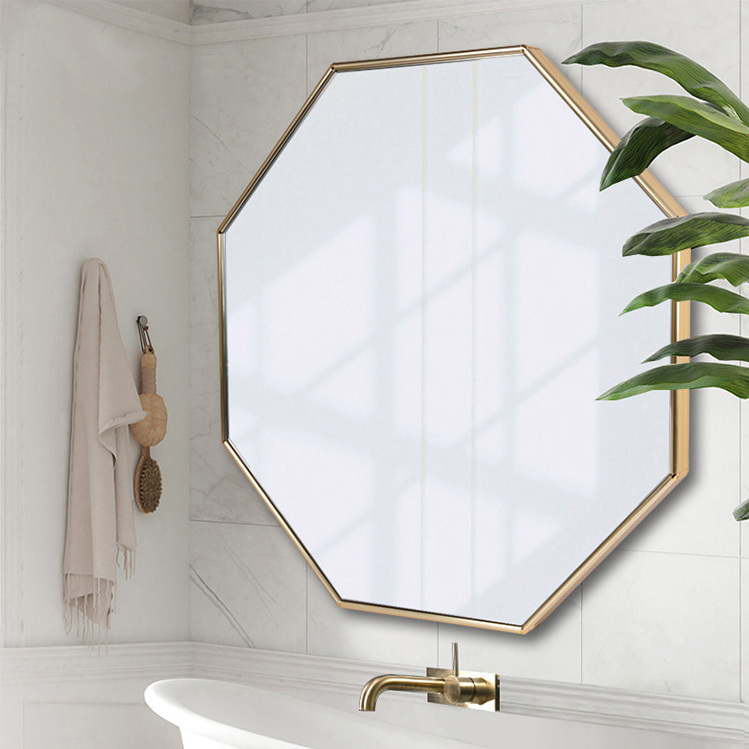 New Design Modern Wall Hanging Black Aluminium Alloy Hexagonal Shaped Mirror for Home Decor