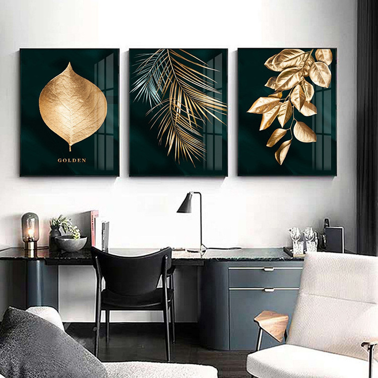 Wholesale Custom Golden Leaf Art Abstract Decorative Wall Painting For Home Decor Hotel