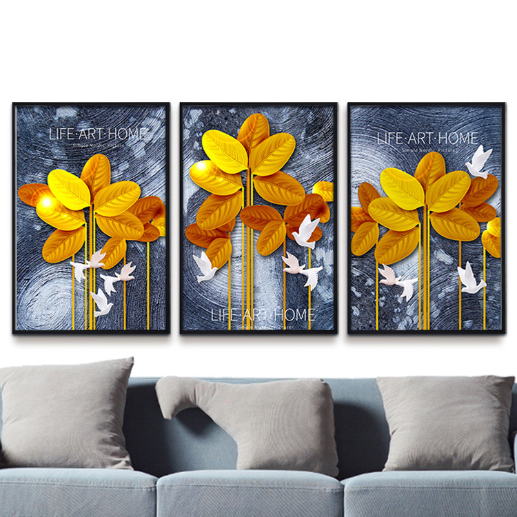 Modern Minimalist Mural Simple European Decorative Painting Triple Combination Wall Art for Office Living Room Family