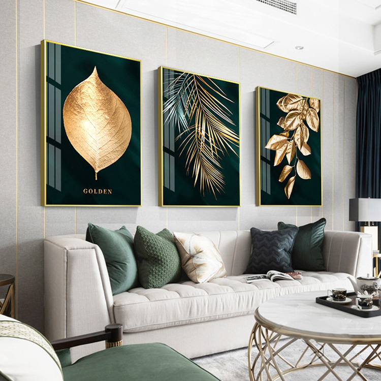 Wholesale Custom Golden Leaf Art Abstract Decorative Wall Painting For Home Decor Hotel