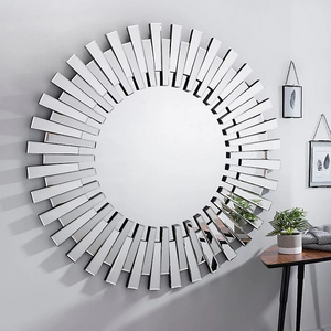 Starburst Silver Stylish Rectangular Modern Contemporary Living Room  Mosaics And Tiles Circular Wall Round Mirror