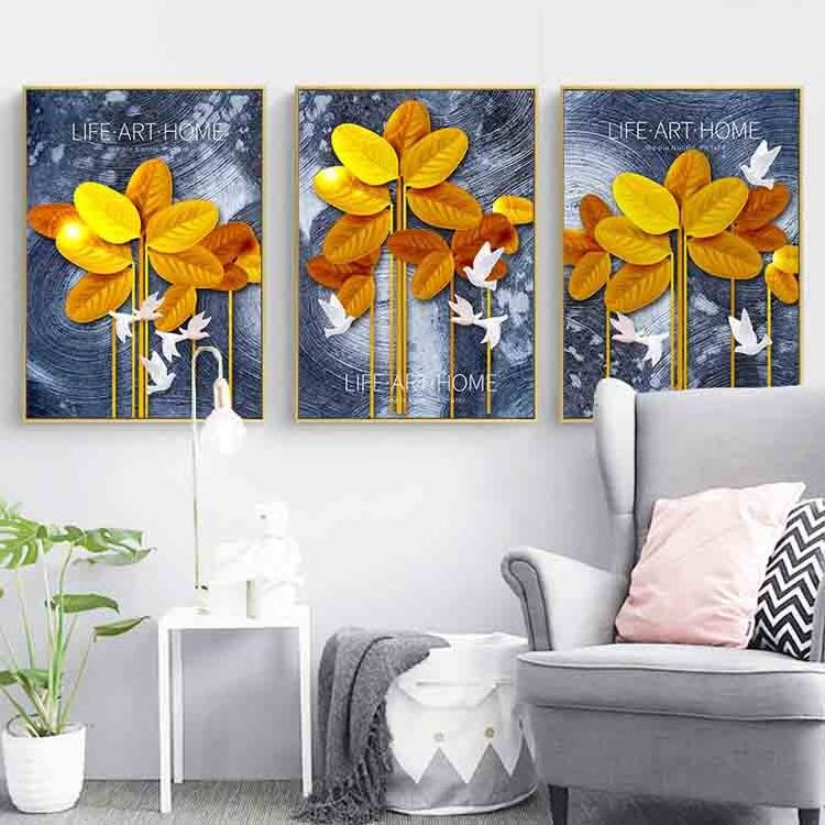 Modern Minimalist Mural Simple European Decorative Painting Triple Combination Wall Art for Office Living Room Family