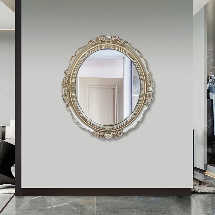 Wholesale Price Stylish Gold European Classical Oval Decorative Bathroom Mirror Bedroom Decorative PU Mirror Frame